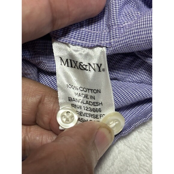 Mix & NY Purple Short Sleeve Button Down Shirt Men's XL - Picture 4 of 12